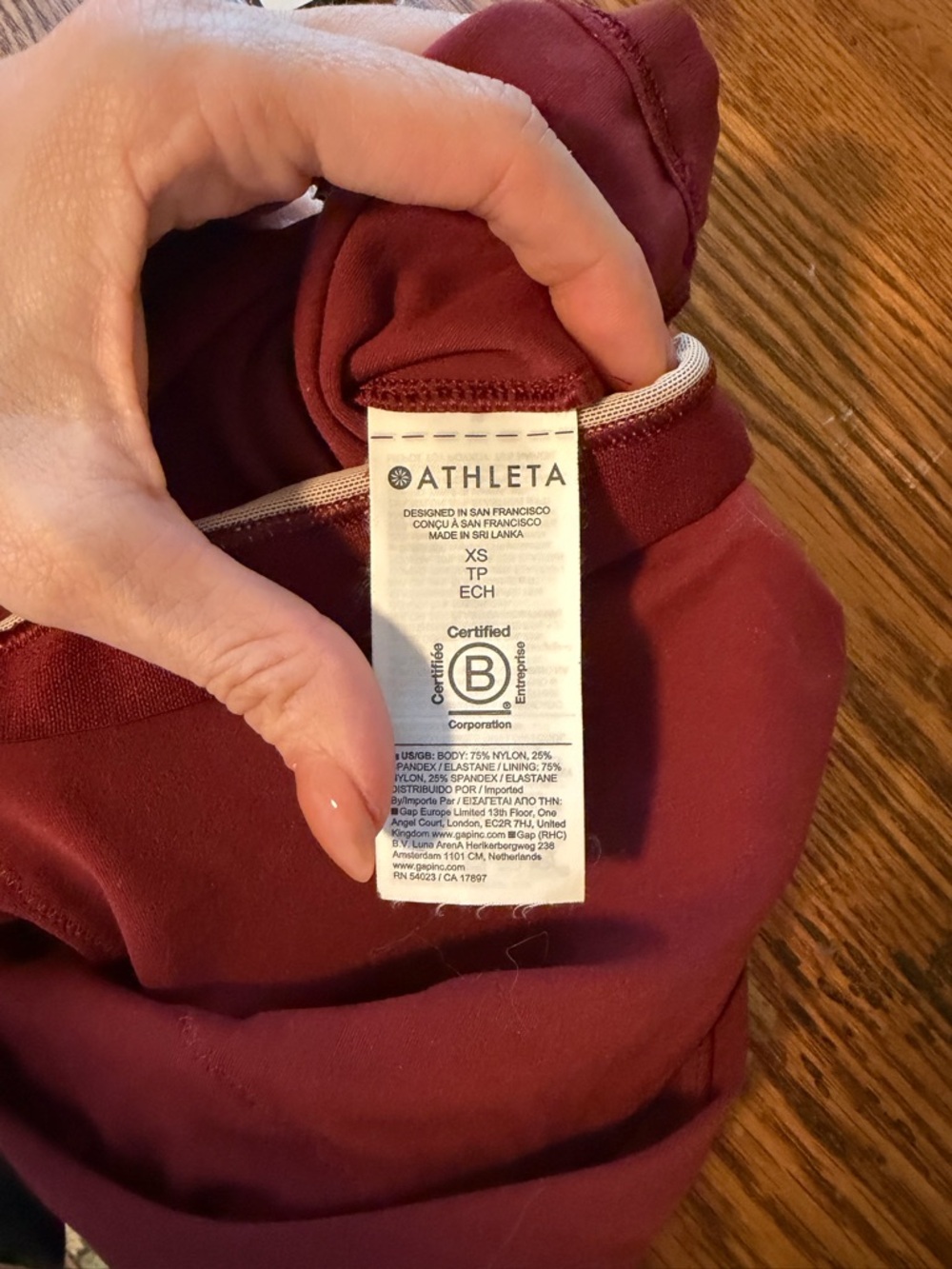 Athleta Purpose Crop Sports Bra A-C Cup Redwood Burgundy Pilates Yoga Gym - Picture 4 of 4